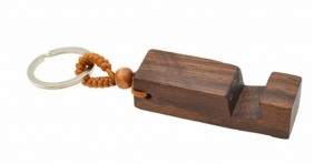 Брелок-подставка для телефона 2 в 1 деревянная темная Брелок-подставка для телефона 2 в 1 деревянная темная