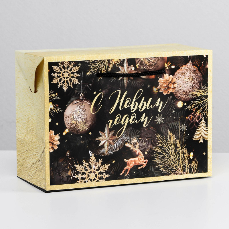 Пакет-коробка "Новогодняя ночь", 28*20*13 см